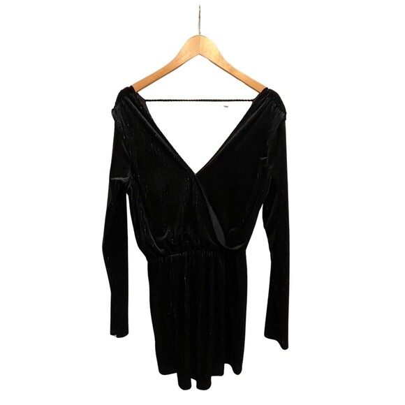 Wild Fable Romper Black Metallic Stripes Long Sleeve V-neck Velvet Sexy Witchy M - Picture 4 of 16